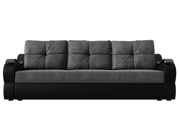 Прямой диван Меркурий еврокнижка, Серый/черный (рогожка/экокожа) в Петропавловске-Камчатском - изображение 1