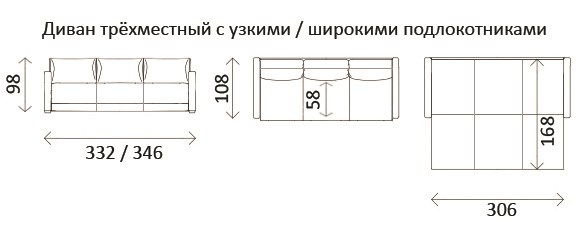 Прямой диван Тридэ БД, узкий подлокотник в Петропавловске-Камчатском - изображение 3