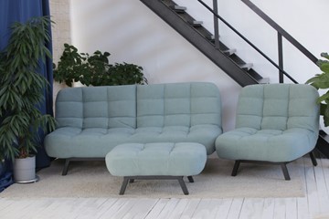 Комплект мебели Абри цвет мята кресло + диван + пуф опора металл в Петропавловске-Камчатском