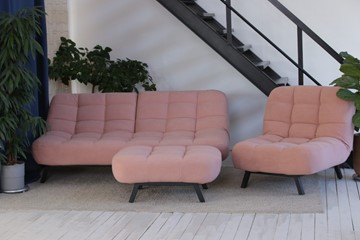 Комплект мебели Абри розовый кресло + диван + пуф опора металл в Петропавловске-Камчатском