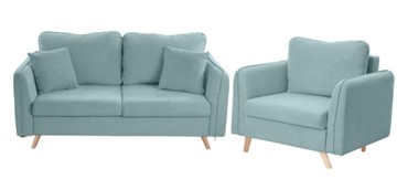 Комплект мебели Бертон голубой диван+ кресло в Петропавловске-Камчатском