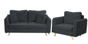 Комплект мебели Бертон графит диван+ кресло в Петропавловске-Камчатском