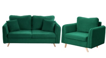 Комплект мебели Бертон изумрудный диван+ кресло в Петропавловске-Камчатском