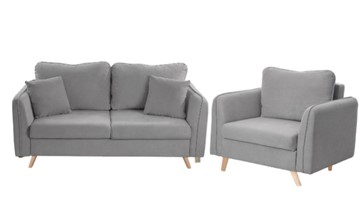 Комплект мебели Бертон серый диван+ кресло в Петропавловске-Камчатском