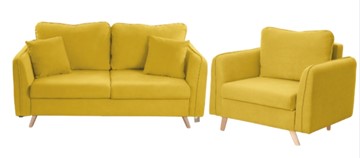 Комплект мебели Бертон желтый диван+ кресло в Петропавловске-Камчатском