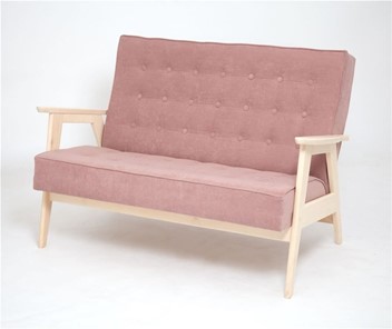 Прямой диван Ретро, двухместный (беленый дуб / RS 12 - розовый) в Петропавловске-Камчатском