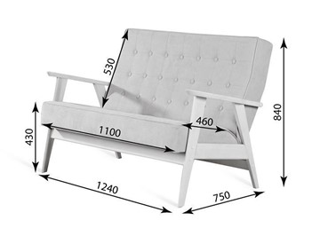 Прямой диван Ретро, двухместный (беленый дуб / RS 29 - бирюзовый) в Петропавловске-Камчатском - предосмотр 3