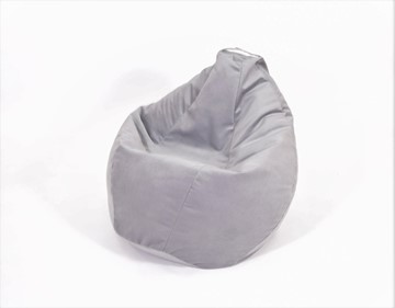Кресло-мешок Груша малое, велюр однотон, серое в Петропавловске-Камчатском - предосмотр