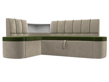 Раскладной кухонный диван Тефида, Зеленый\Бежевый (Микровельвет) в Петропавловске-Камчатском