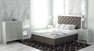 Двуспальная кровать с механизмом Сарма Манхэттен 160х200 (с коробом), высота спинки - 140 см в Петропавловске-Камчатском