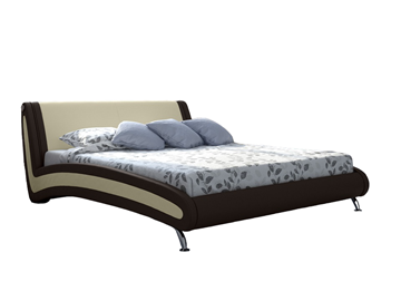 Кровать спальная Corso-2 140х200, Экокожа (Коричневый с кремовым) в Петропавловске-Камчатском