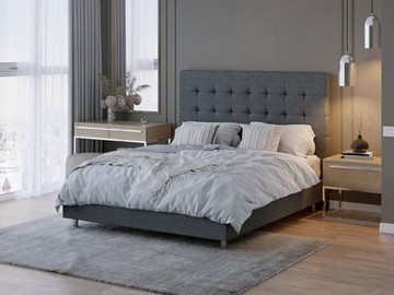 Спальная кровать Madrid Boxspring Standart 160х200, Рогожка (Savana Grey (серый)) в Петропавловске-Камчатском