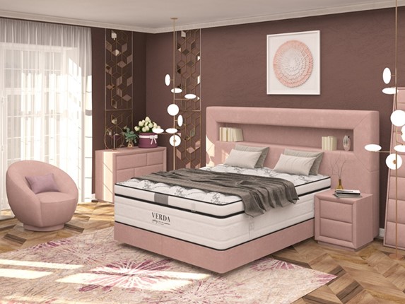 Кровать двуспальная Smart/Podium M 160х200, Флок (Велсофт Винтажный розовый) в Петропавловске-Камчатском - изображение