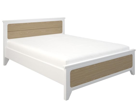 Кровать двуспальная Соня 1400, Белый/Дуб в Петропавловске-Камчатском - изображение