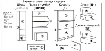 Кровать-трансформер Smart (ШЛ+К 1400), шкаф левый в Петропавловске-Камчатском - предосмотр 2