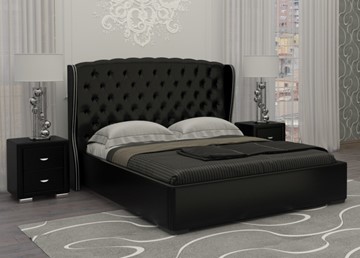 Кровать спальная Dario Grace 160x200, Экокожа (Черный) в Петропавловске-Камчатском
