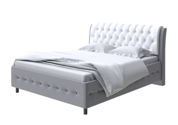 Двуспальная кровать Como (Veda) 4 180х200, Экокожа (Серый с белым) в Петропавловске-Камчатском