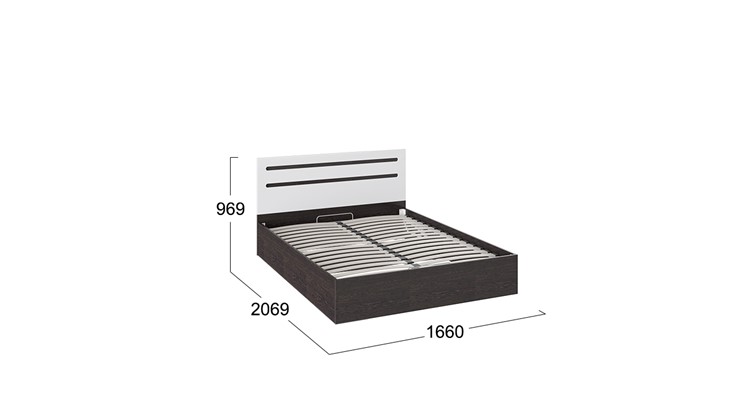 Кровать с подъемным механизмом Фьюжн ТД-260.01.04 (Белый глянец, Венге Линум) в Петропавловске-Камчатском - изображение 2