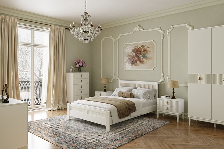Кровать 2-спальная Фрида (белый античный) 160х200 в Петропавловске-Камчатском - изображение 2