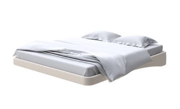 Парящая кровать 2-спальная 180х200, Искусственная шерсть (Лама Бежевый) в Петропавловске-Камчатском