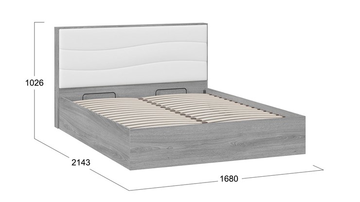 Кровать с механизмом 2-спальная Миранда тип 1 (Дуб Гамильтон/Белый глянец) в Петропавловске-Камчатском - изображение 1
