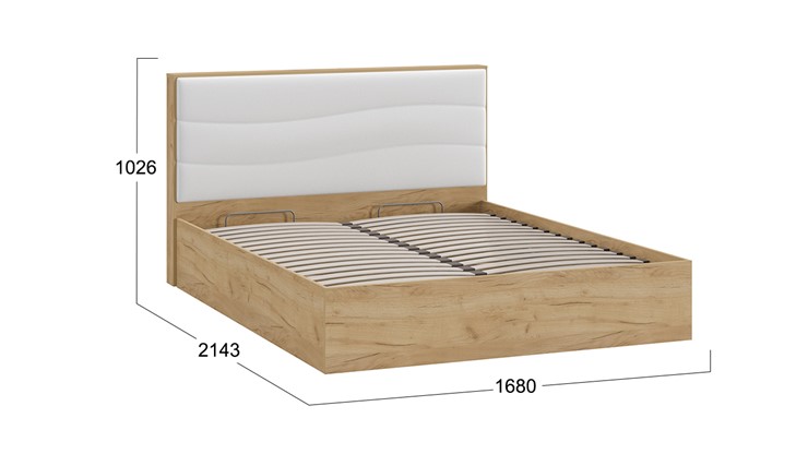 Двуспальная кровать с механизмом Миранда тип 1 (Дуб крафт золотой/Белый глянец) в Петропавловске-Камчатском - изображение 1