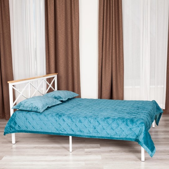 Кровать с основанием Iris (mod.9311) дерево гевея/металл, 160*200 см (Queen bed), Белый (White) в Петропавловске-Камчатском - изображение 9