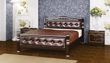 Спальная кровать Карина-11 (Орех Темный, обивка бриллиант) 160х200 в Петропавловске-Камчатском