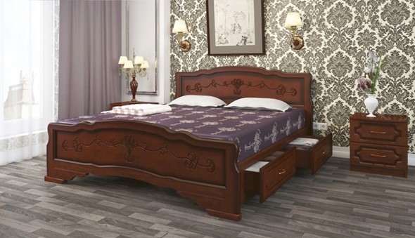 Кровать с выкатными ящиками Карина-6 (Орех) 180х200 в Петропавловске-Камчатском - изображение