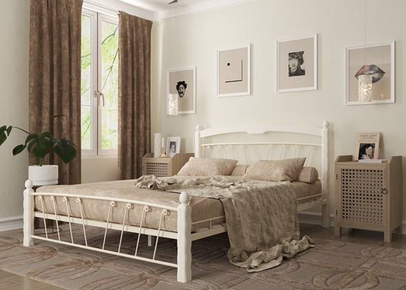 Кровать 1.5-спальная Муза 1, 1400, белый в Петропавловске-Камчатском - изображение