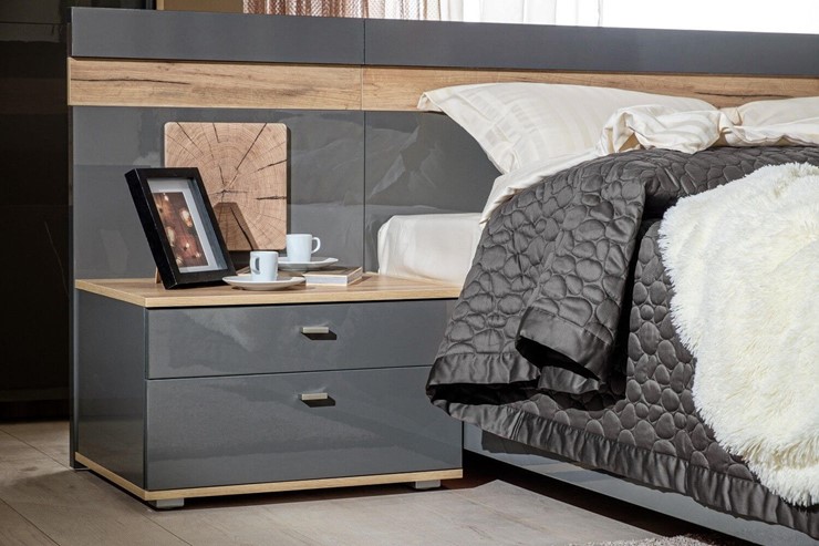 Модульная спальня Фиджи базовый набор, Дуб золотой/Антрацит в Петропавловске-Камчатском - изображение 1