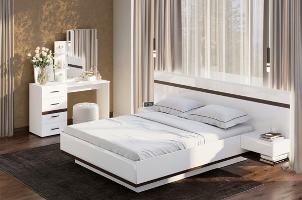 Модульная спальня Соло, белый/белый глянец/венге в Петропавловске-Камчатском - изображение