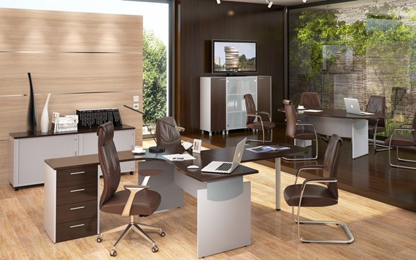 Офисная мебель OFFIX-NEW для двух сотрудников и руководителя в Петропавловске-Камчатском - изображение