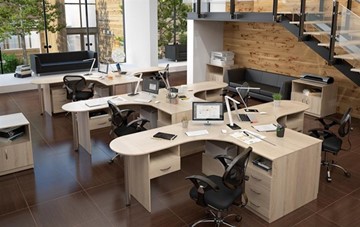 Набор мебели в офис SIMPLE с эргономичными столами и тумбами в Петропавловске-Камчатском - предосмотр