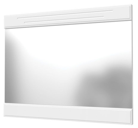 Зеркало навесное Олимп с декоративными планками (белый) в Петропавловске-Камчатском - изображение