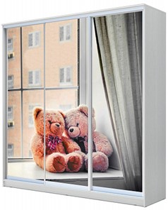 Детский шкаф ХИТ 23-20/2-777-26, Мишки на окне, Белый в Петропавловске-Камчатском