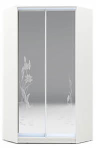 Шкаф 2300х1103, ХИТ У-23-4-66-01, цапля, 2 зеркала, белая шагрень в Петропавловске-Камчатском - предосмотр