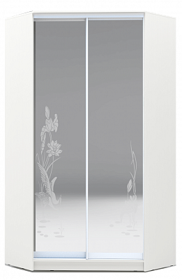 Шкаф 2300х1103, ХИТ У-23-4-66-01, цапля, 2 зеркала, белая шагрень в Петропавловске-Камчатском - изображение