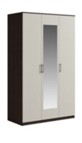 Шкаф 3 двери Светлана, с зеркалом, венге/дуб молочный в Петропавловске-Камчатском