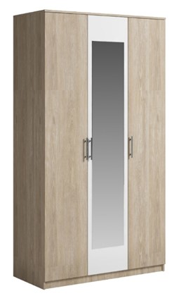 Шкаф 3 двери Светлана, с зеркалом, белый/дуб сонома в Петропавловске-Камчатском - изображение