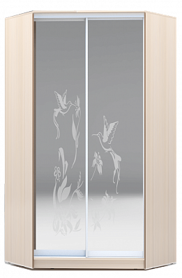 Шкаф угловой 2300х1103, ХИТ У-23-4-66-03, колибри, 2 зеркала, дуб млечный в Петропавловске-Камчатском - изображение