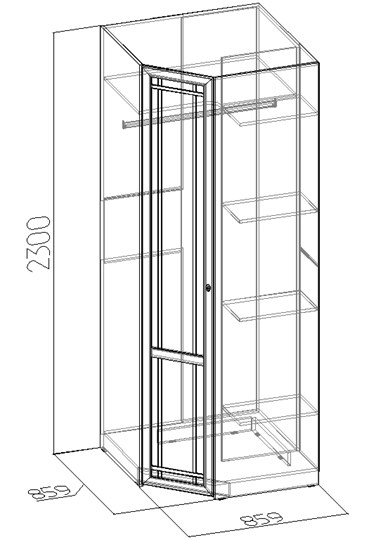 Распашной шкаф угловой Sherlock 63+ фасад стандарт, Ясень Анкор светлый в Петропавловске-Камчатском - изображение 1