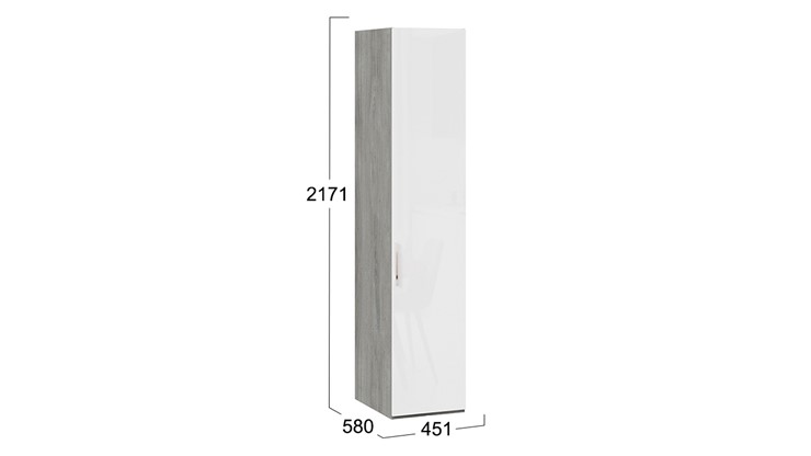 Шкаф одностворчатый Эмбер СМ-348.07.001 (Дуб Гамильтон/Белый глянец) в Петропавловске-Камчатском - изображение 3