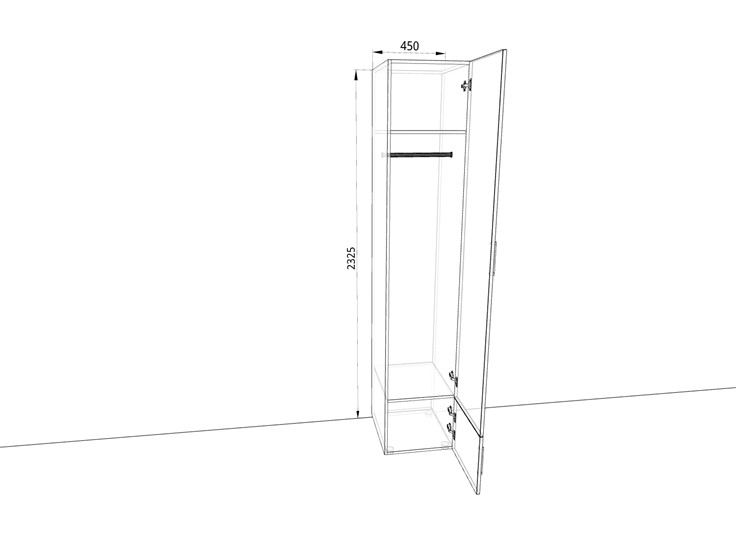 Распашной шкаф 450х500х2325мм (Ш4319З) Белый/Жемчуг в Петропавловске-Камчатском - изображение 1