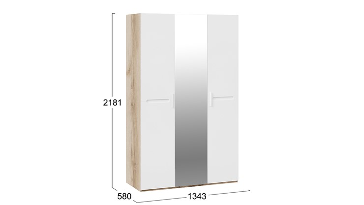 Шкаф 3-створчатый Фьюжн ТД-260.07.43 (Дуб Делано, Белый глянец) в Петропавловске-Камчатском - изображение 3