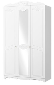 Шкаф трехдверный в спальню Лотос ШР-3 (Белый) 1 зеркало в Петропавловске-Камчатском
