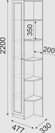 Угловой шкаф-стеллаж Беатрис М13 левый (Орех Гепланкт) в Петропавловске-Камчатском - изображение 3