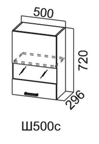 Кухонный шкаф со стеклом Модус, Ш500с/720, цемент светлый в Петропавловске-Камчатском - предосмотр 3