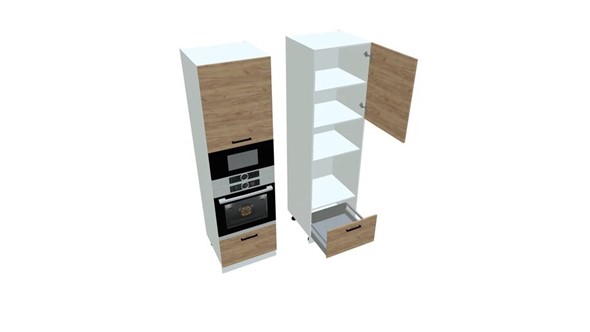 Кухонный шкаф-пенал П7 3, Дуб крафт/Белый в Петропавловске-Камчатском - изображение