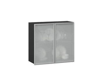 Кухонный шкаф 800, Шервуд, со стеклом ЛД 281.361.000.030, серый/черный в Петропавловске-Камчатском